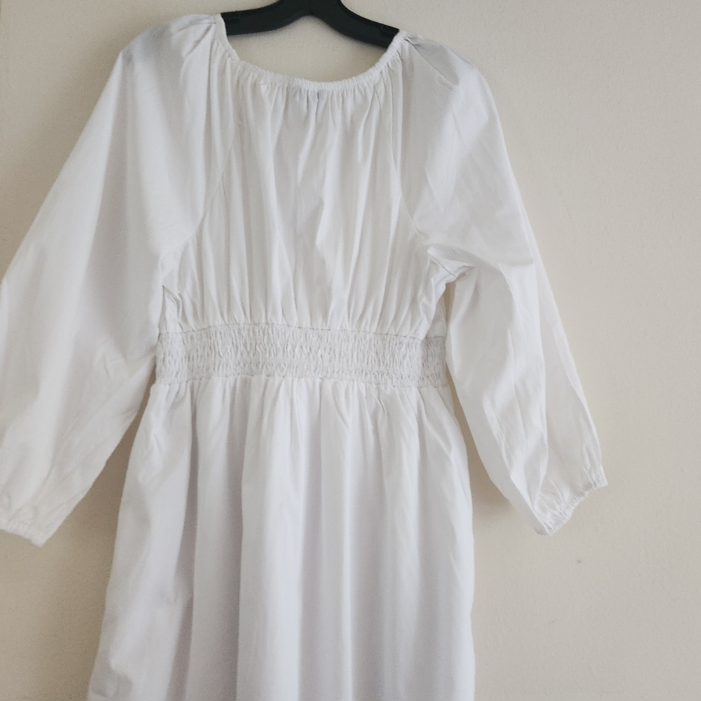 Jcrew v-neck midi dress cotton poplin white sz M, L available NWT - Picture 8 of 14